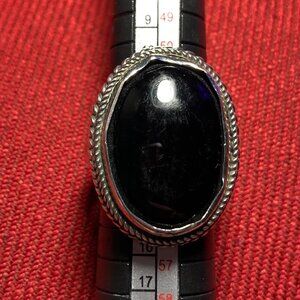 Vintage 90s Sterling Silver & Onyx Statement Ring sz 9